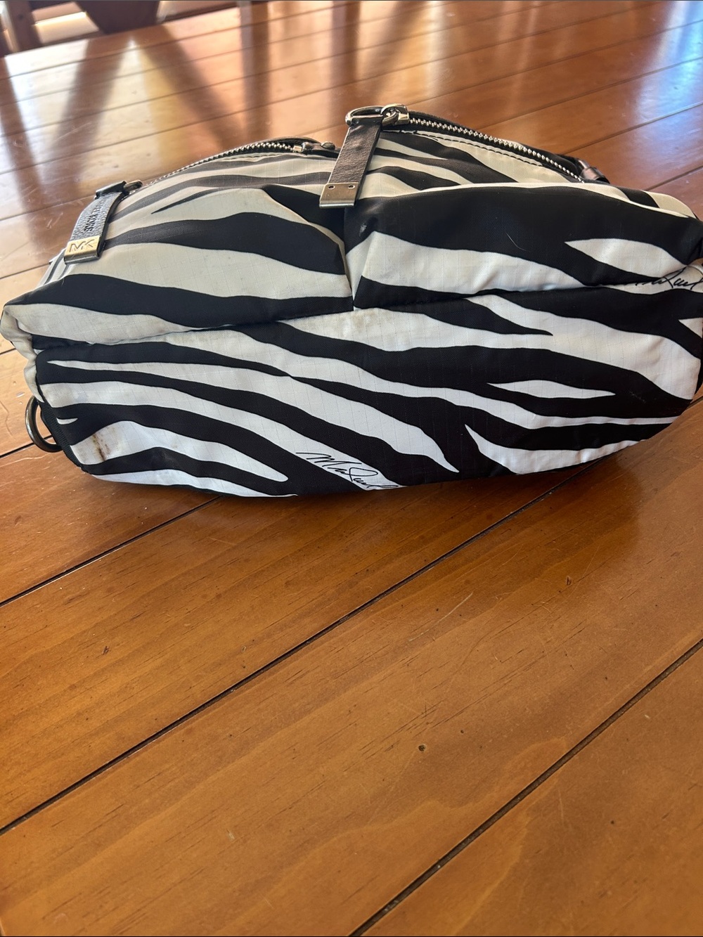 Michael Kors Zebra Print Nylon Shoulder Bag Black & White - Picture 4 of 6
